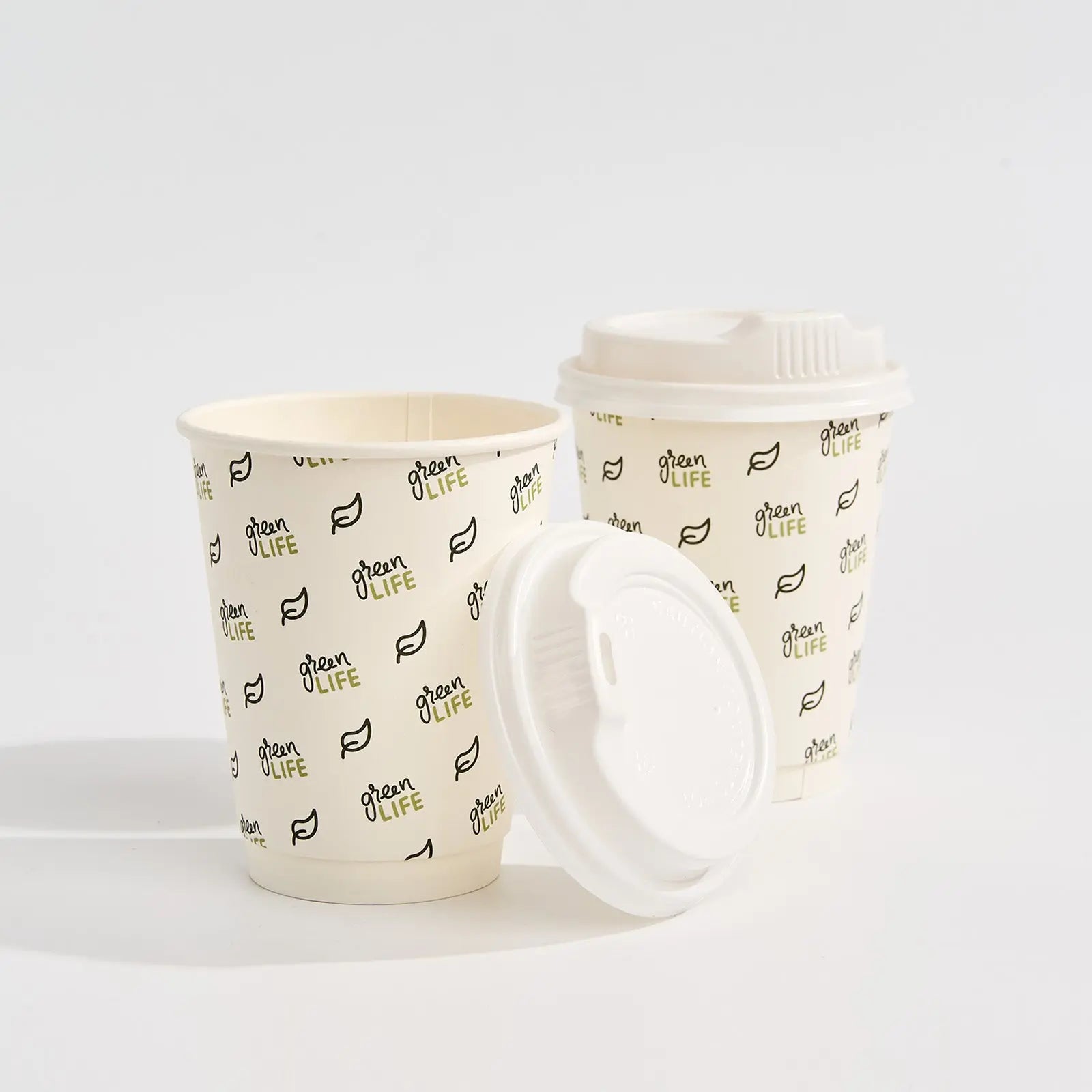 12 oz Custom Recyclable Double Wall Paper Cups with Lids-SPU RacetopPrint
