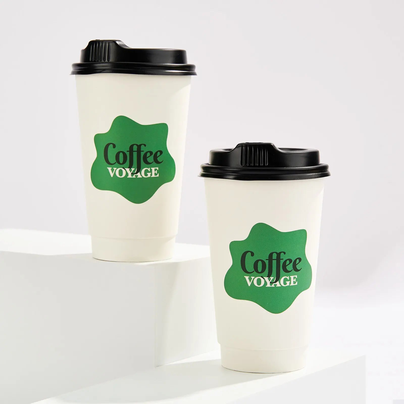 16 oz Custom Recyclable Double Wall Paper Cups with Lids-SPU RacetopPrint