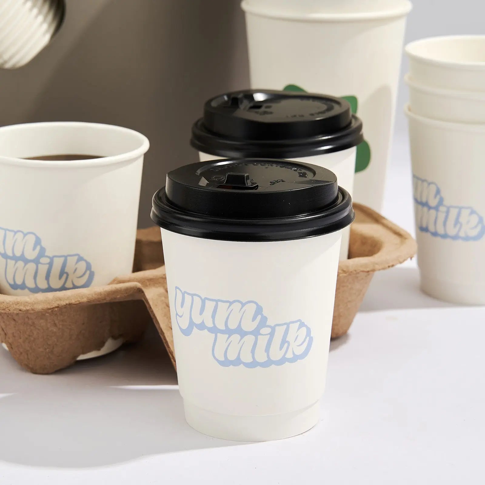 8 oz Custom Recyclable Double Wall Paper Cups with Lids-SPU RacetopPrint