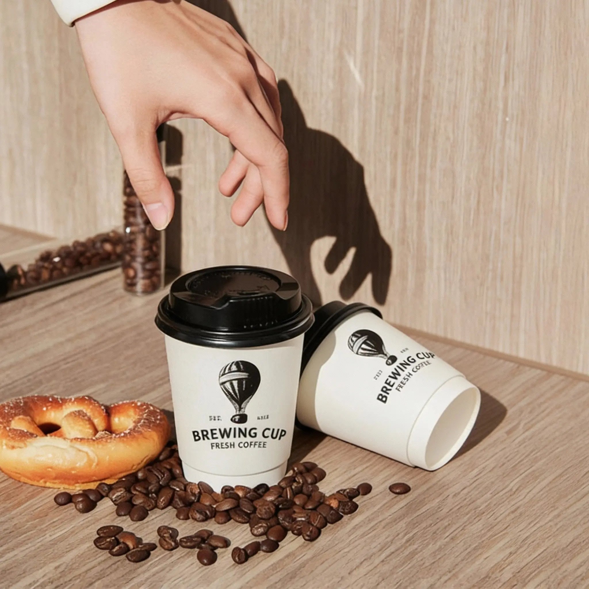 12 oz Custom Recyclable Double Wall Paper Cups with Lids-SPU RacetopPrint