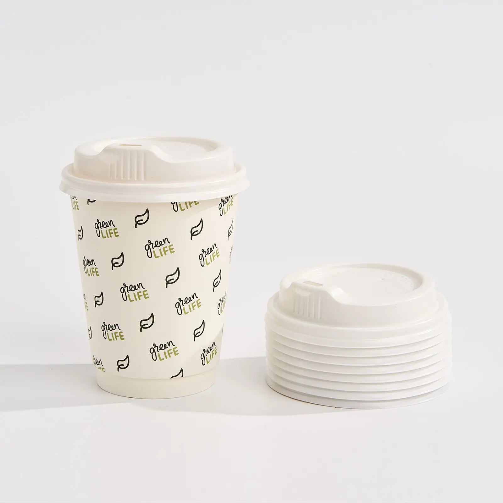 12 oz Custom Recyclable Double Wall Paper Cups with Lids-SPU RacetopPrint